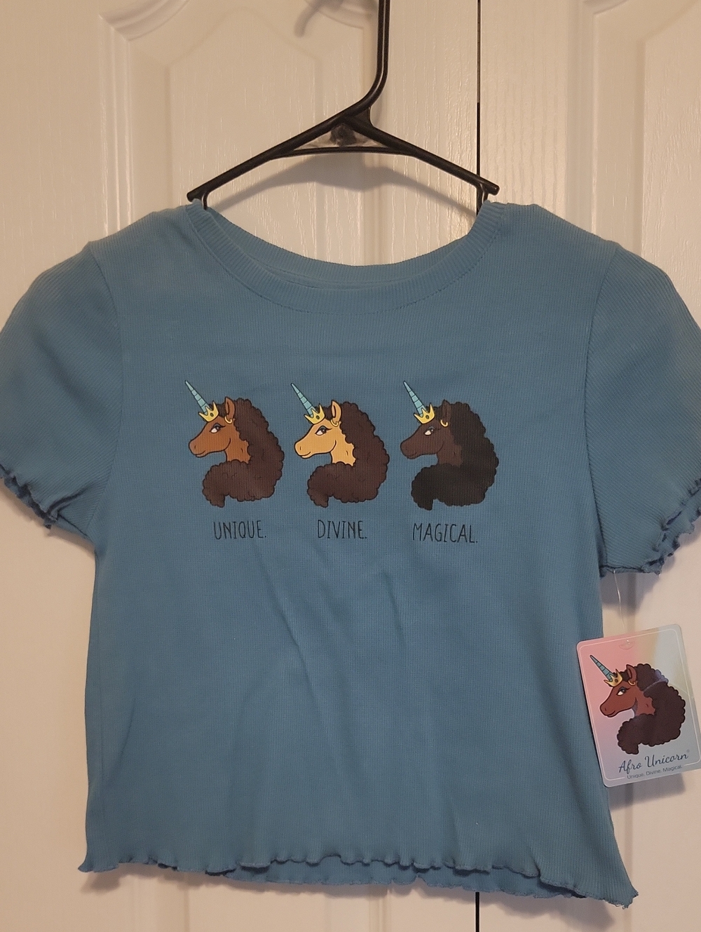 Girls' Blue Unicorn Graphic Tee - Unique Divine Magical